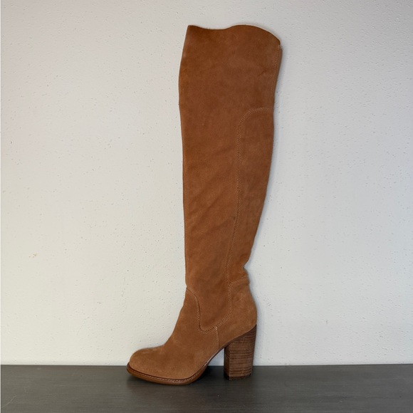 KELSI DAGGER BROOKLYN KDB Logan Camel Over The Knee Boots Suede Leather Size 8 - Picture 2 of 9